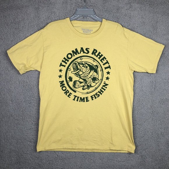 Unbranded Other - Thomas Rhett Shirt Adult Large Yellow Gold More Time Fishin Bass Fishing Concert